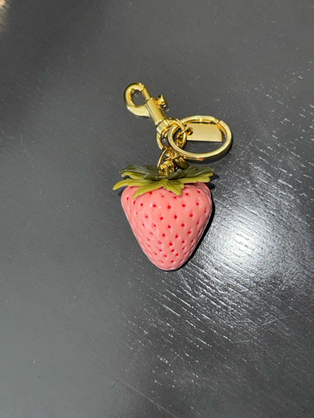 Strawberry Charm Key & Bag Pendant in Pink with Gold Hardware - Picture 2 of 4
